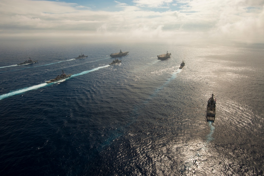 USS John C. Stennis (CVN 74) and USS Ronald Reagan (CVN 76) conduct dual carrier strike group operations