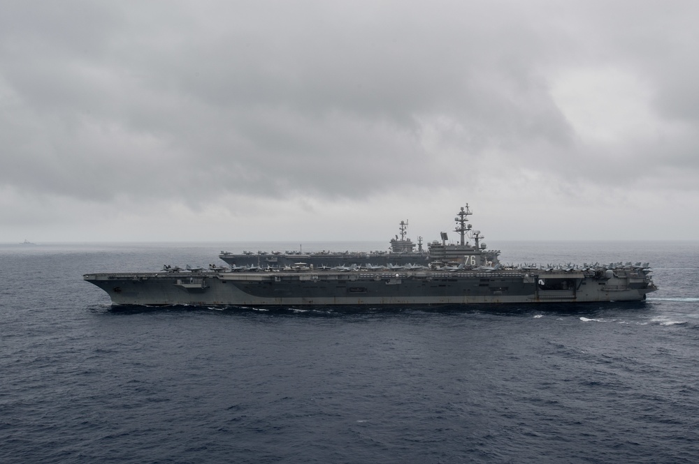 USS John C. Stennis (CVN 74) and USS Ronald Reagan (CVN 76) conduct dual aircraft carrier strike group operations