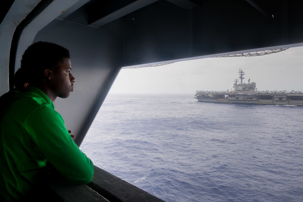 USS John C. Stennis (CVN 74) and USS Ronald Reagan (CVN 76) conduct dual aircraft carrier strike group operations