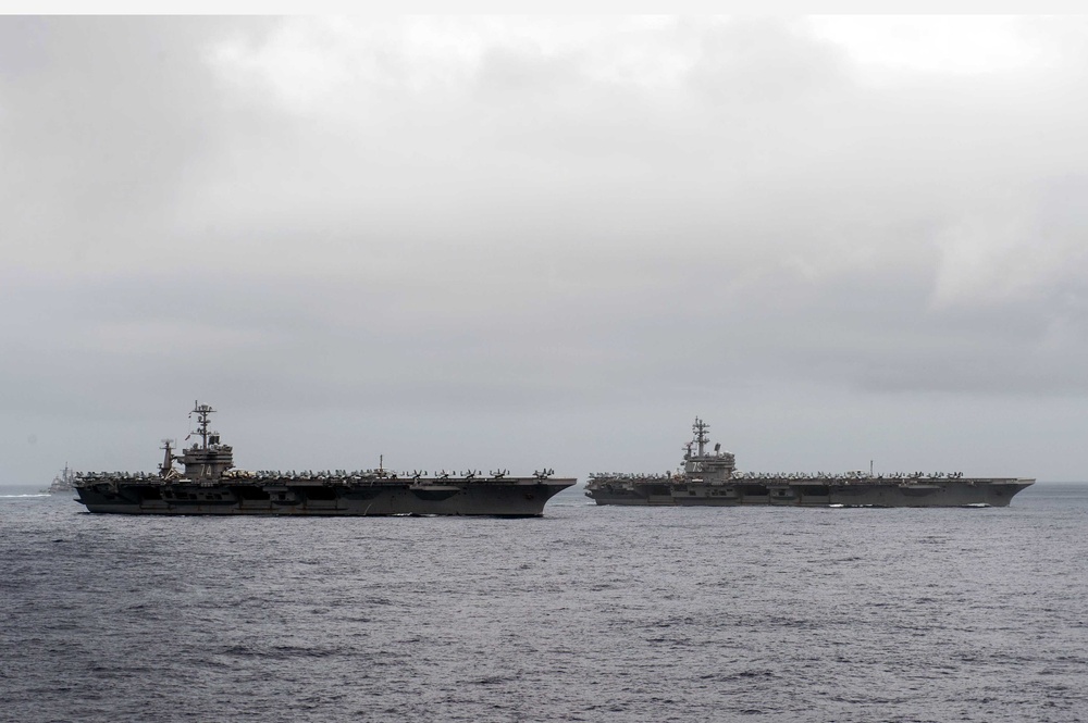 USS John C. Stennis (CVN 74) and USS Ronald Reagan (CVN 76) conduct dual aircraft carrier strike group operations