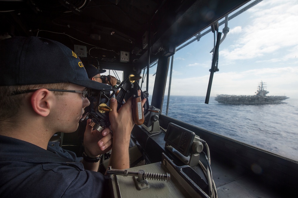 USS John C. Stennis (CVN 74) and USS Ronald Reagan (CVN 76) conduct dual aircraft carrier strike group operations