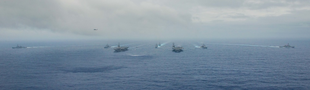 USS John C. Stennis (CVN 74) and USS Ronald Reagan (CVN 76) conduct dual aircraft carrier strike group operations