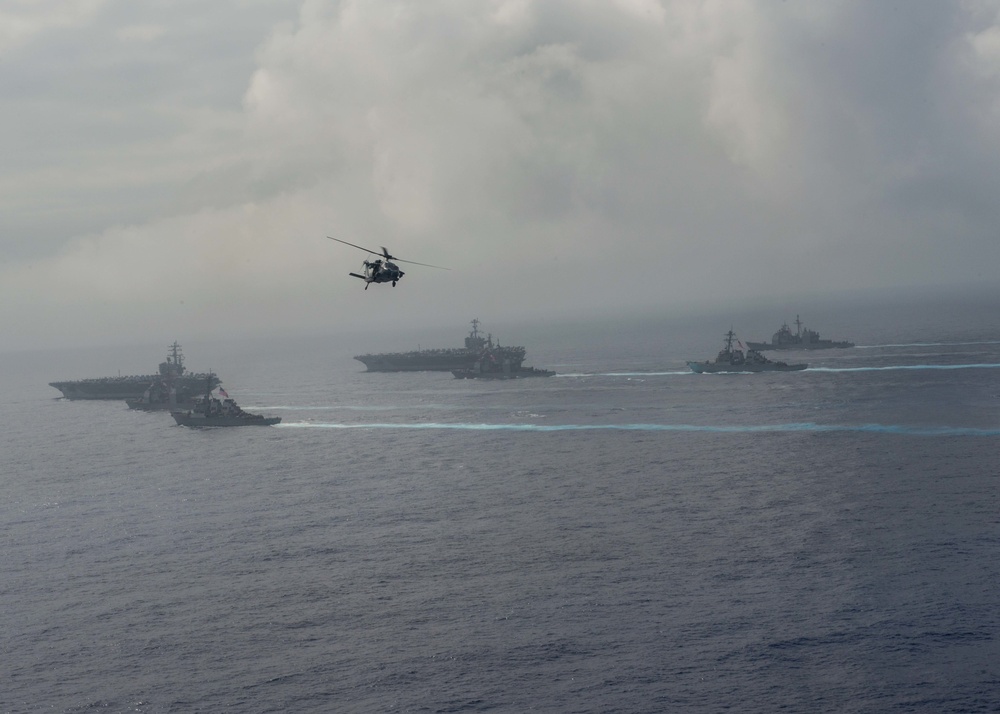 USS John C. Stennis (CVN 74) and USS Ronald Reagan (CVN 76) conduct dual aircraft carrier strike group operations