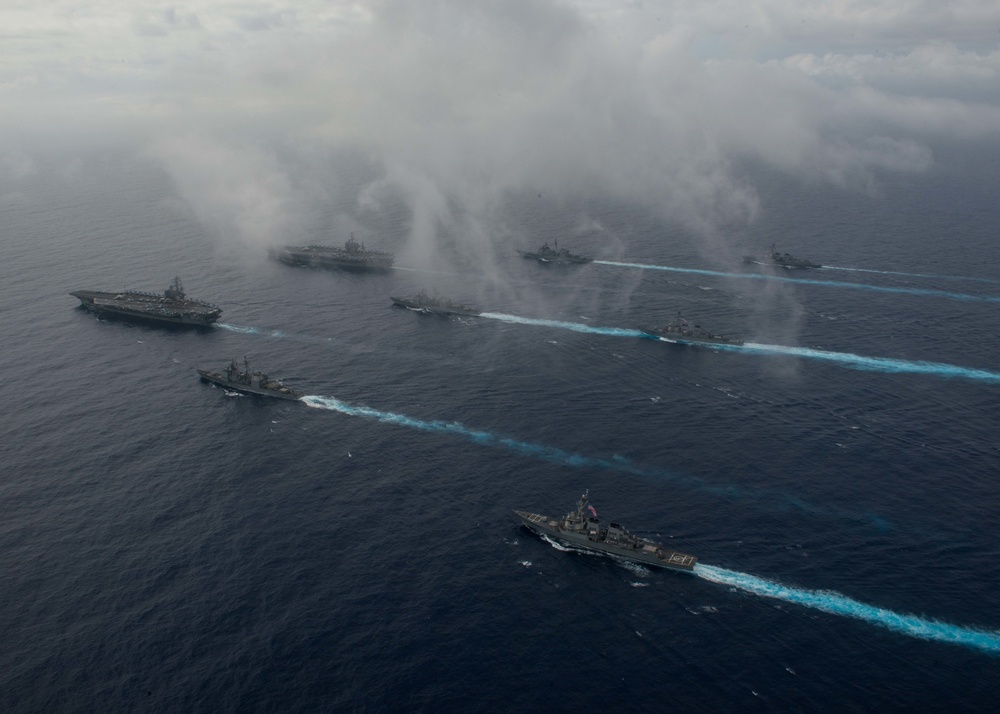 USS John C. Stennis (CVN 74) and USS Ronald Reagan (CVN 76) conduct dual aircraft carrier strike group operations