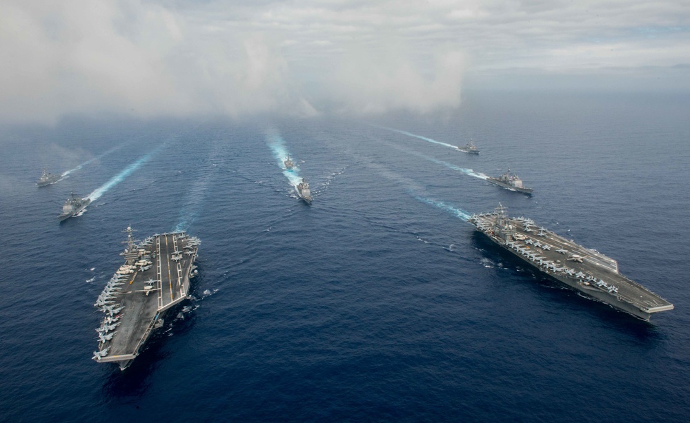 USS John C. Stennis (CVN 74) and USS Ronald Reagan (CVN 76) conduct dual aircraft carrier strike group operations