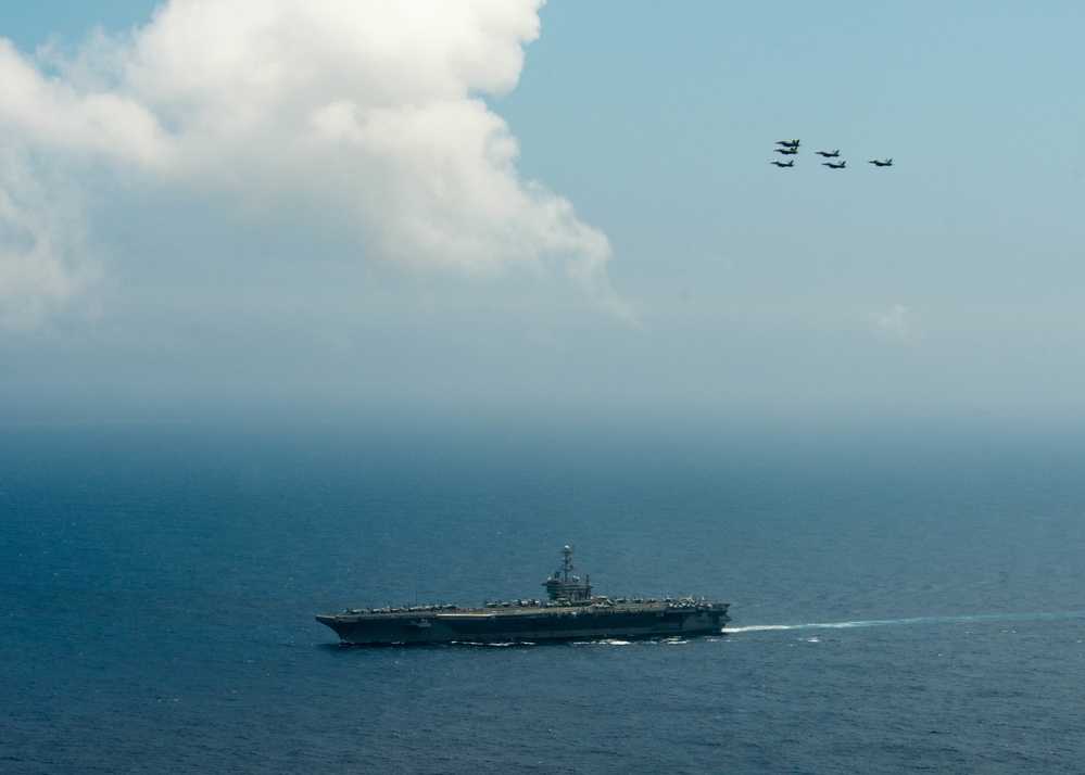 USS John C. Stennis (CVN 74) and USS Ronald Reagan (CVN 76) conduct dual aircraft carrier strike group operations