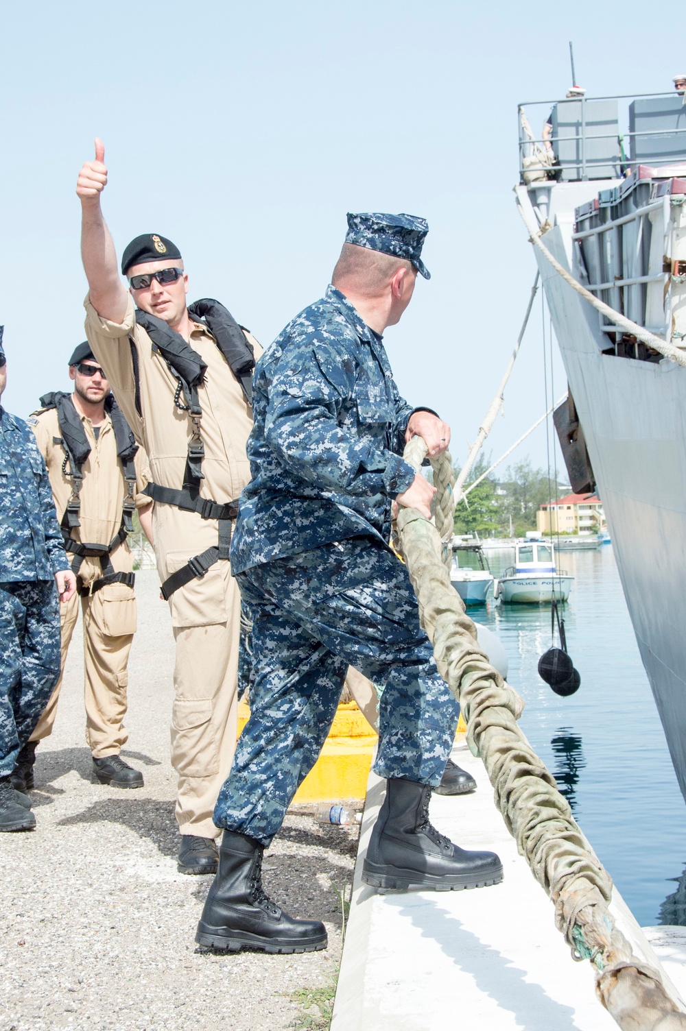 Sailors prepare for exercise in Jamaica