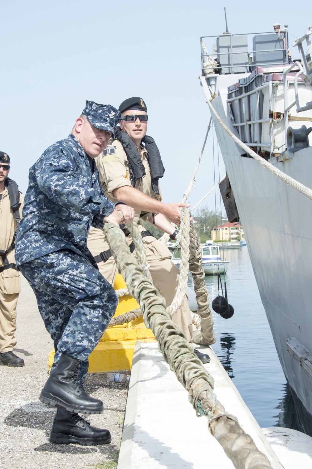 Sailors prepare for exercise in Jamaica