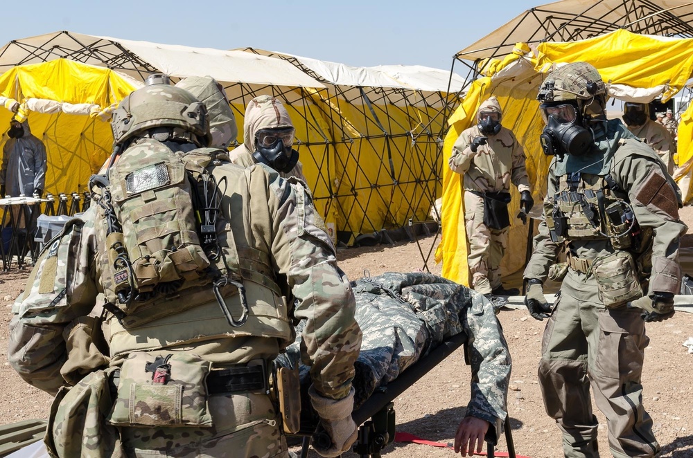 Service Members take part in CBRN and medical training