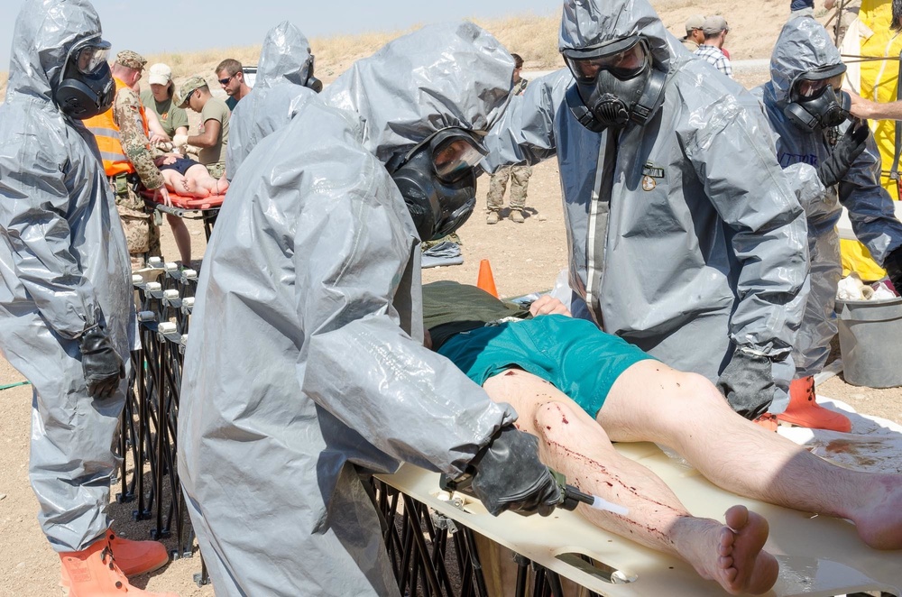 Service Members take part in CBRN and medical training