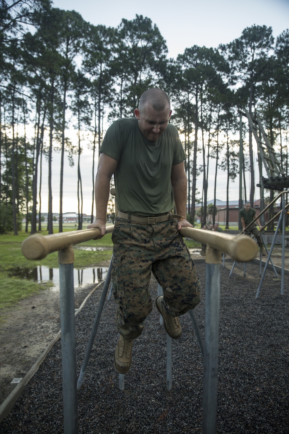 Marine recruits learn to tackle obstacles on Parris Island confidence course