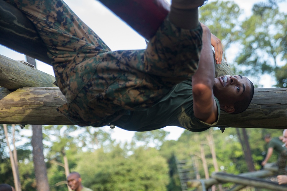 Marine recruits learn to tackle obstacles on Parris Island confidence course