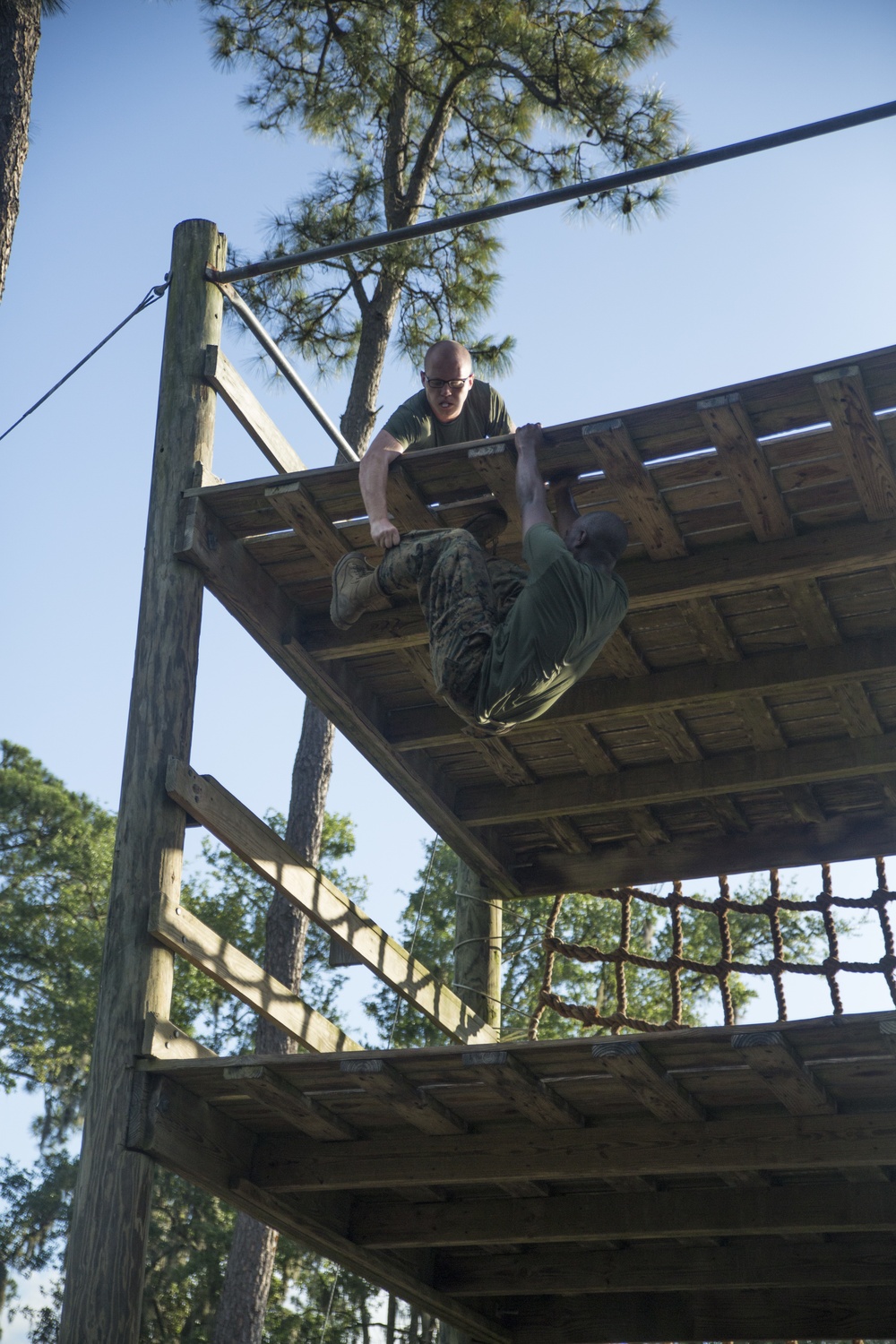 Marine recruits learn to tackle obstacles on Parris Island confidence course