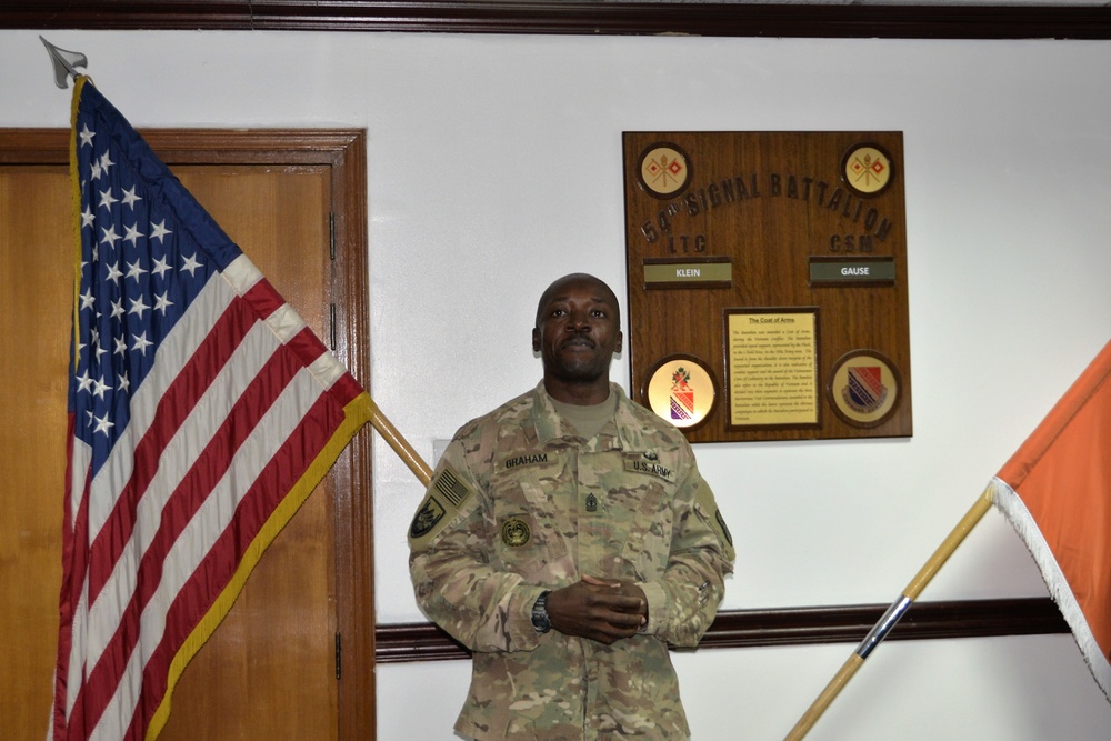 1st. Sgt. Stormy S. Graham Jr. of the 519th Signal Company