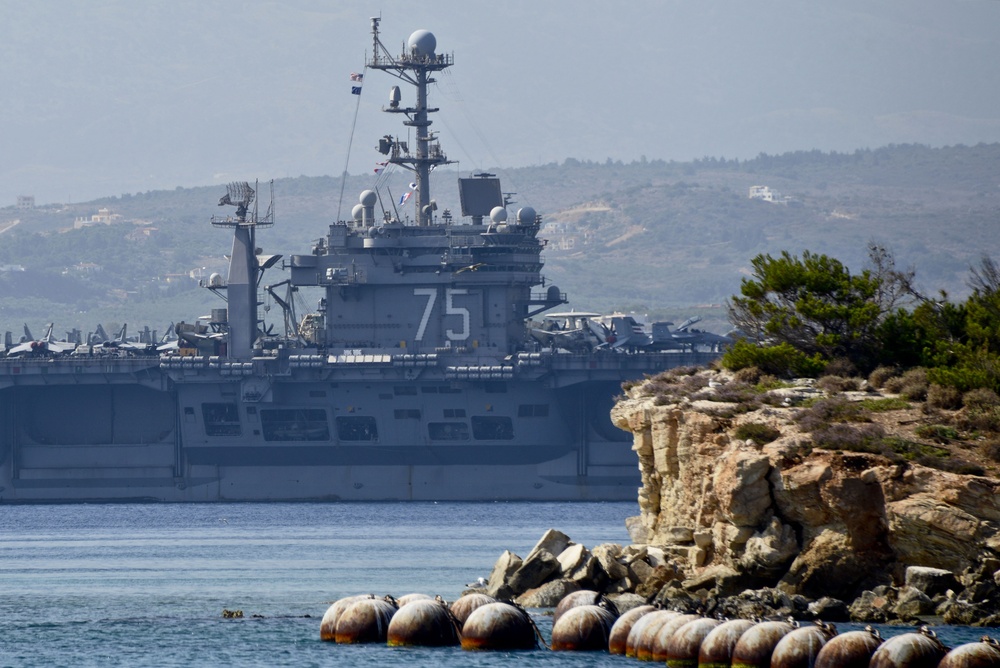 Aircraft carrier USS Harry S. Truman (CVN 75) transits off the coast of Souda, Greece