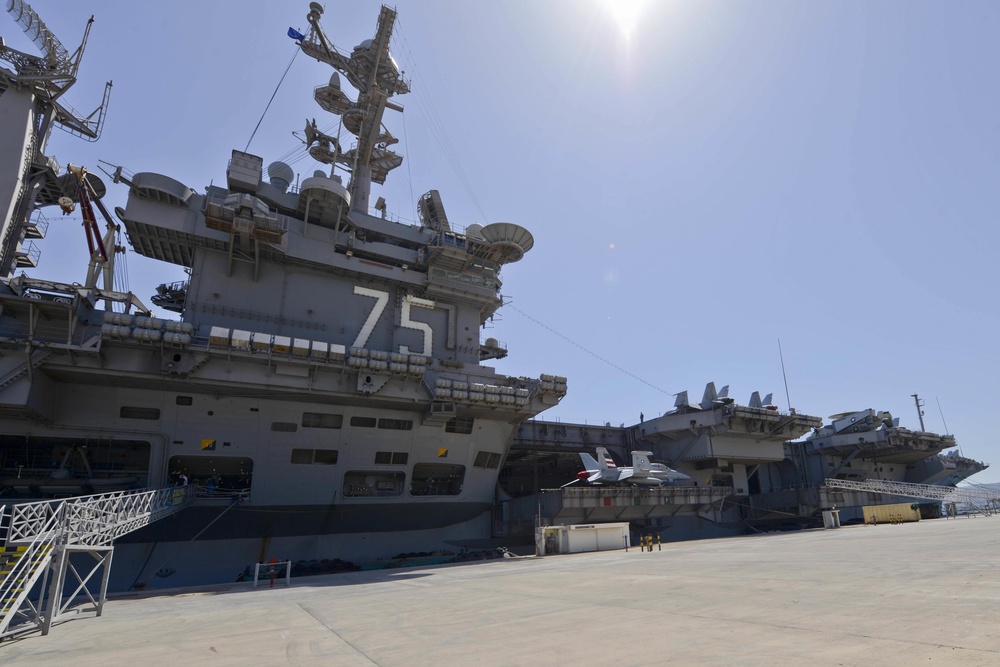 USS Harry S. Truman (CVN 75) moored in Souda Bay, Greece during a port call