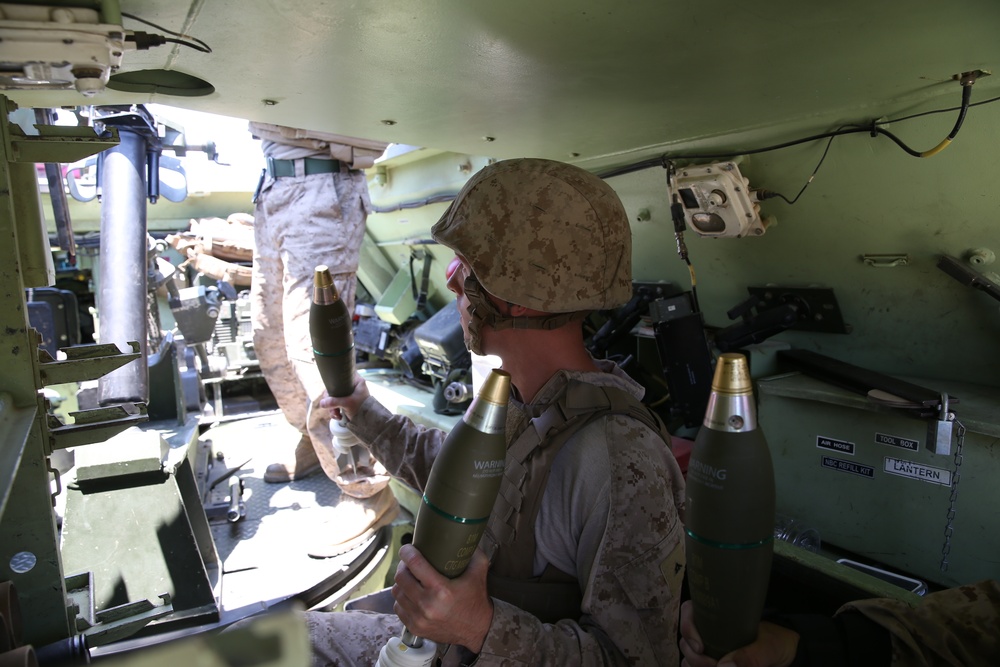 Marines fire support for Marines in training