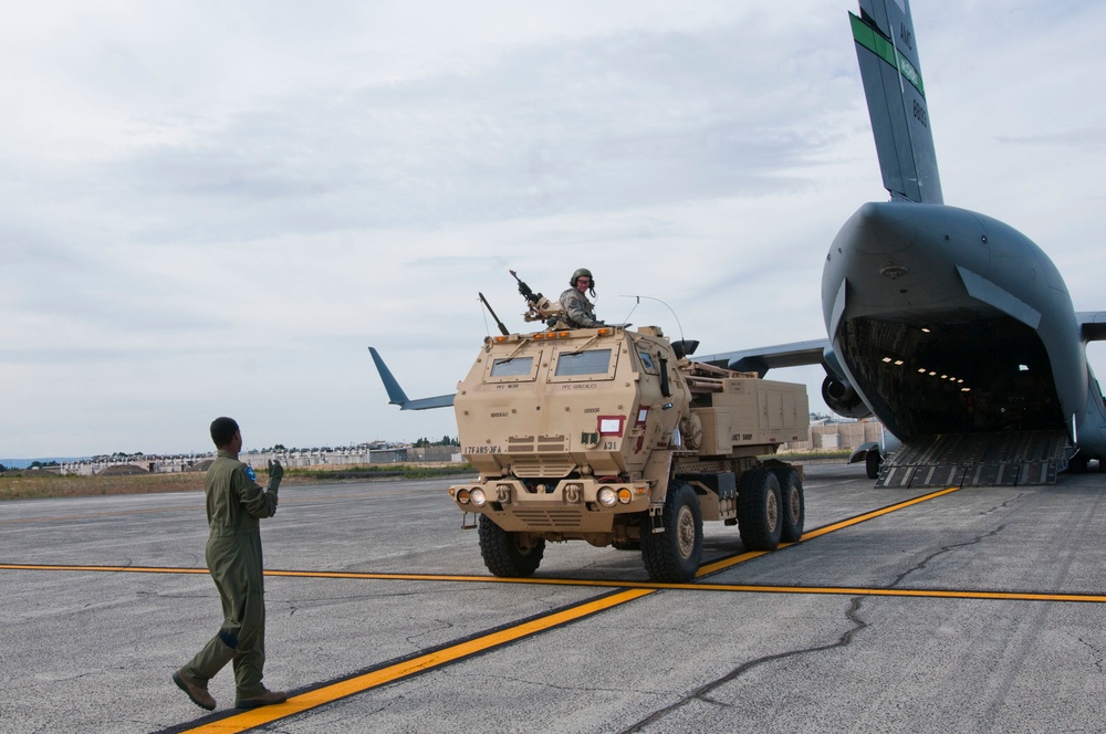 Making it rain: Soldiers, Airmen work together to test HIMARS rapid deployment capabilities