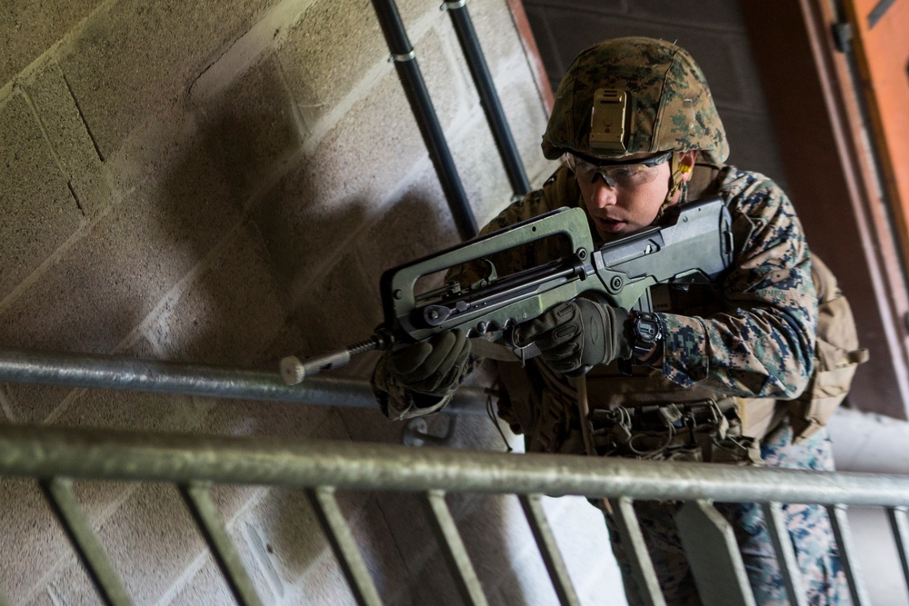 SPMAGTF-CR-AF Marines execute a squad attack training event