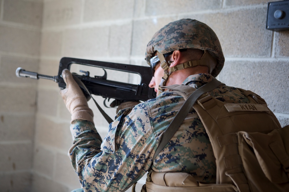 SPMAGTF-CR-AF Marines execute a squad attack training event