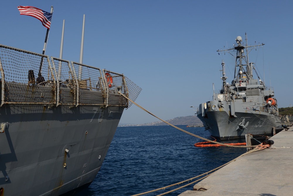 USS Porter (DDG 78) and USNS Grapple (T-ARS-53) in Souda Bay, Greece