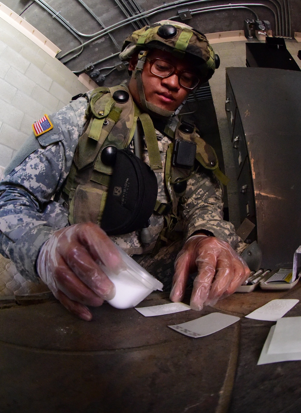 Soldiers of 227th Brigade Engineer Battalion conduct intelligence collection operations during XCTC 2016