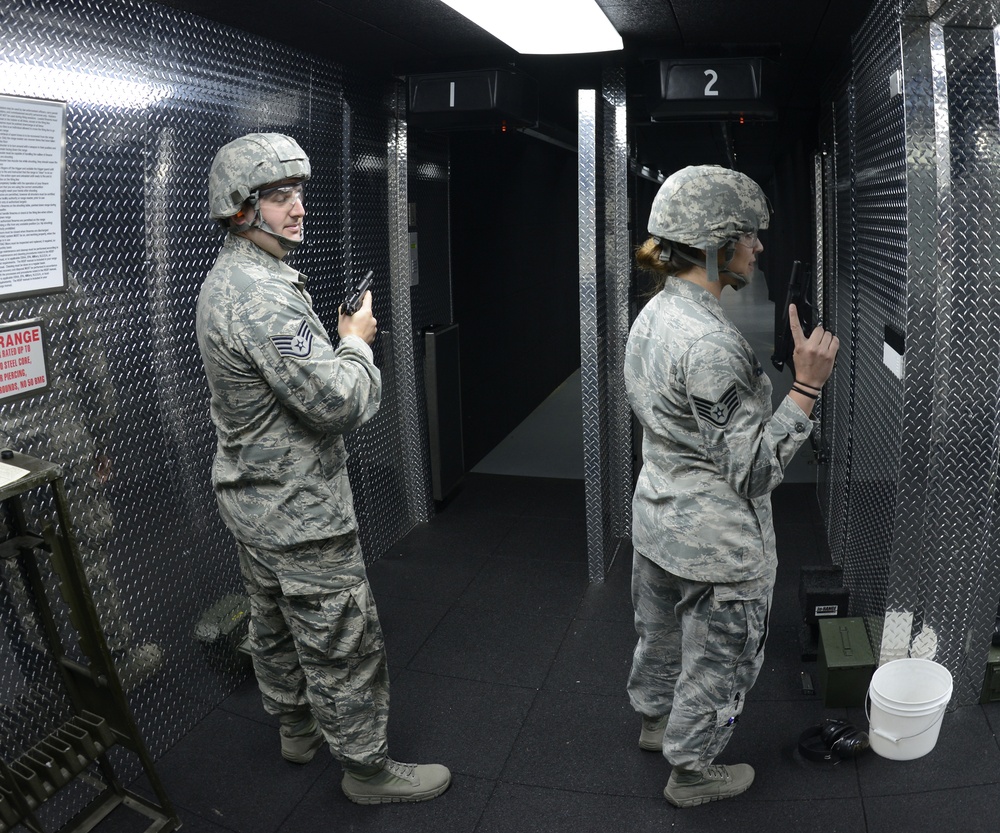 109th Security Forces Squadron come to the 105th Airlift Wing Indoor Range