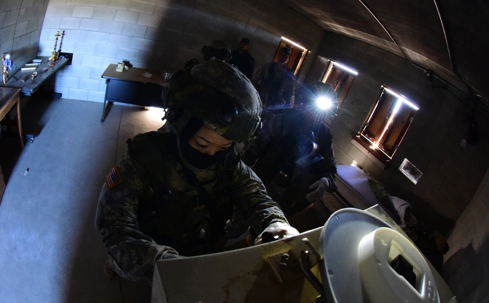 Soldiers of 227th Brigade Engineer Battalion conduct intelligence collection operations during XCTC 2016