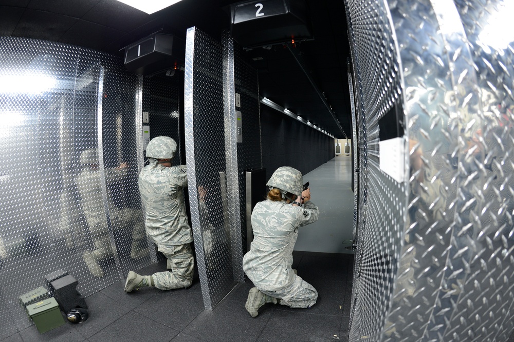109th Security Forces Squadron come to the 105th Airlift Wing Indoor Range