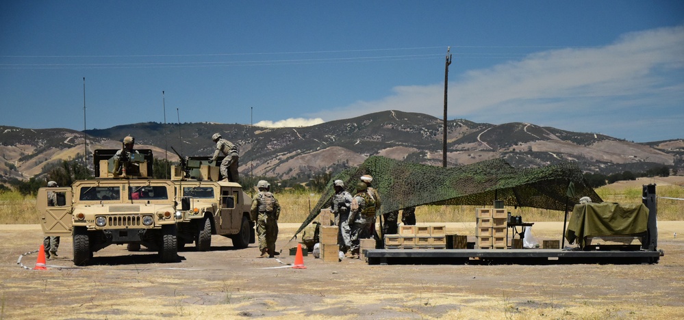 Soldiers of 299th Cavalry Regiment conduct .50 cal gunnery tables during XCTC 2016