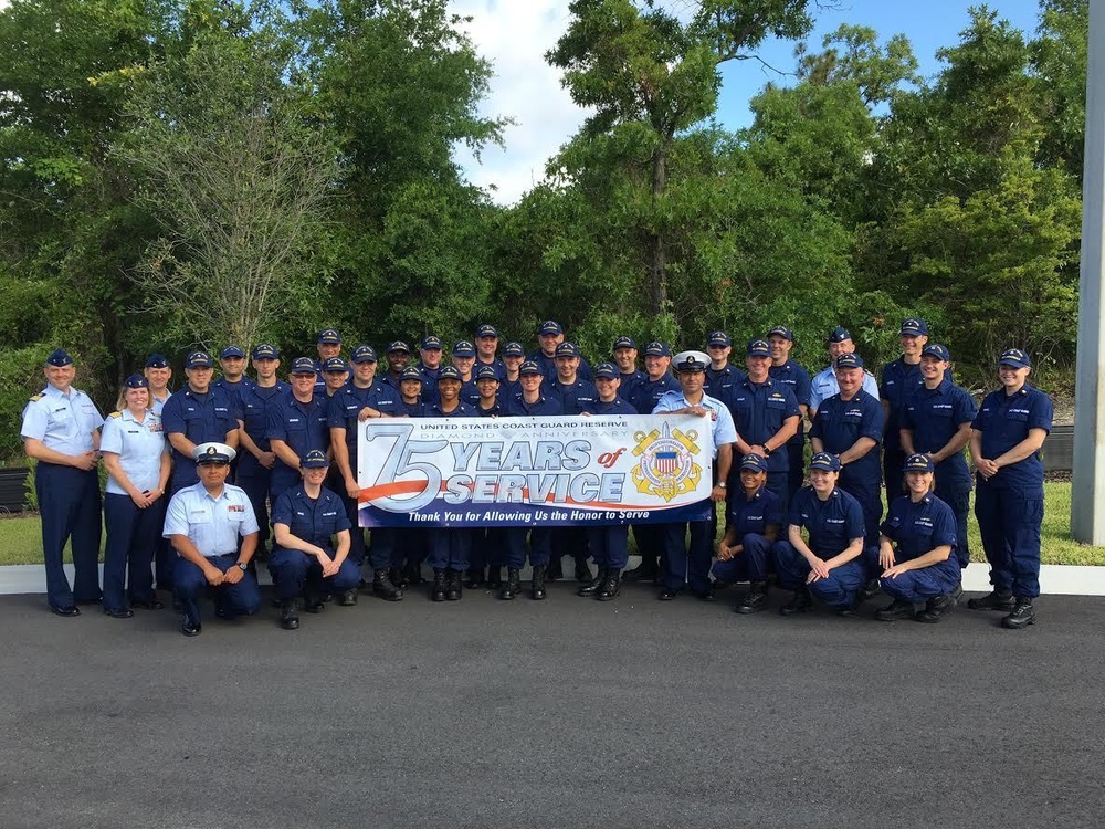 Reservists assigned to Coast Guard Sector Jacksonville pose for a picture.