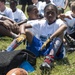 Jonathan Stewart visits Eustis to teach military children football skills