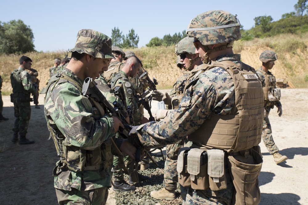 U.S. Marines, Portuguese exchange marksmanship skills during Exercise Orion 16