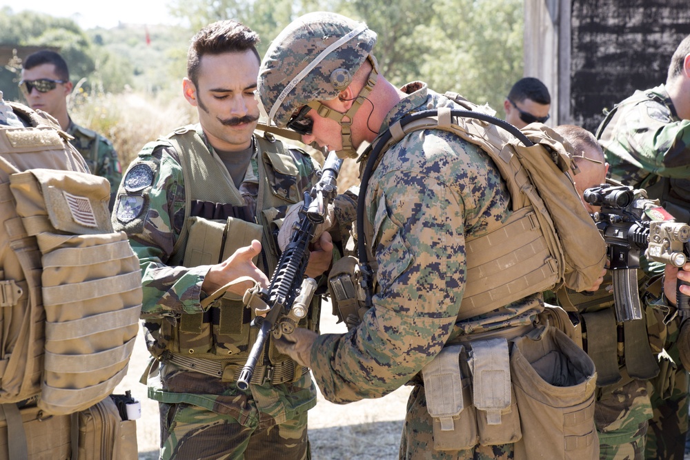 U.S. Marines, Portuguese exchange marksmanship skills during Exercise Orion 16