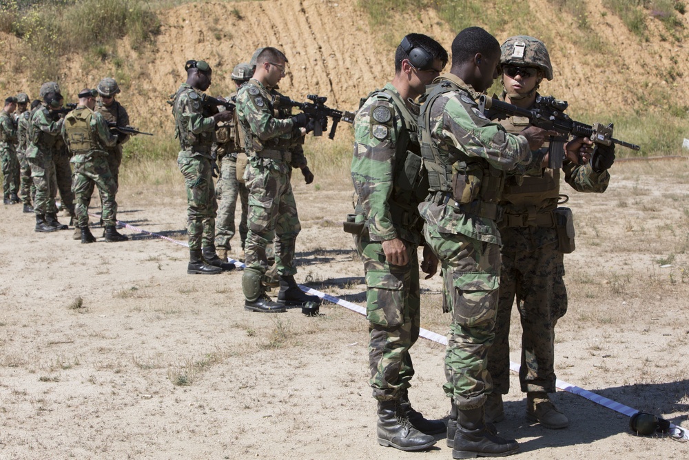 U.S. Marines, Portuguese exchange marksmanship skills during Exercise Orion 16