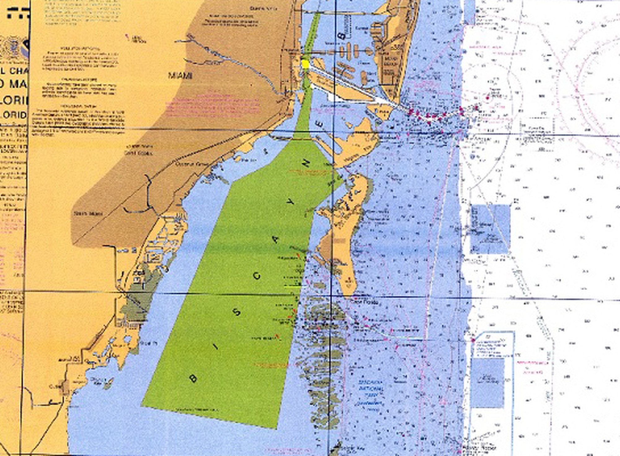 Top Spot N211 Map- Miami Area Biscayne Bay To Barnes Sound