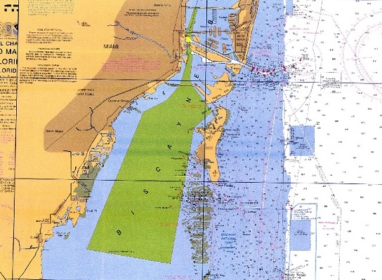 A map of the slow speed zone in Biscayne Bay for July 4th, 2016.