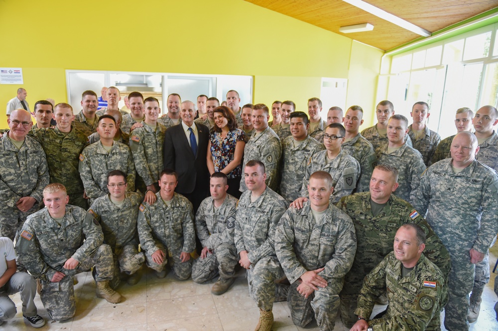 Group Photo of MN Gov Mark Dayton with Troops During HCA Project