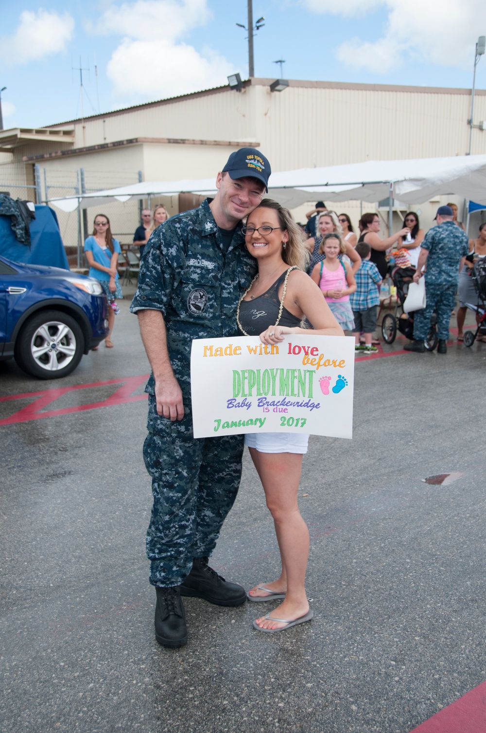 USS Topeka Sailor and wife expecting a child