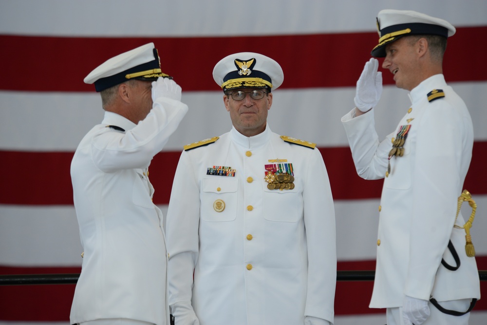 Capt. Kent W. Everingham relieves Cmdr. Michael E. Campbell as commanding officer of Air Station San Francisco