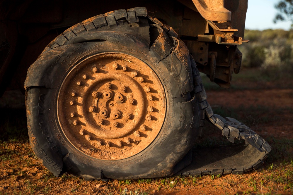 Flat tire doesn’t stop Marines from moving forward