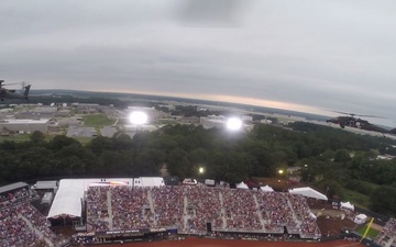 Blackhawk flyover at MLB Fort Bragg Game