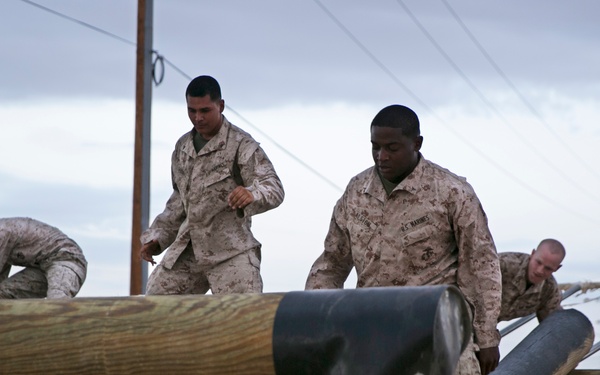 HQSC 7th Marine Regiment tackles obstacle course