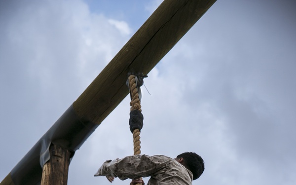 HQSC 7th Marine Regiment tackles obstacle course