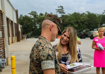 Surprise birthday cake for Pfc. Isom, thanks to USO and family