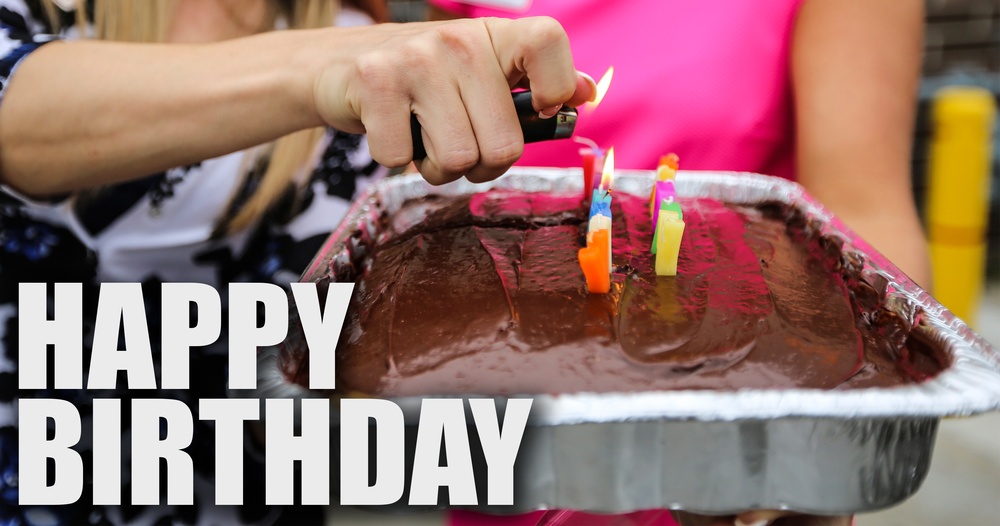 Surprise birthday cake for Pfc. Isom, thanks to USO and family