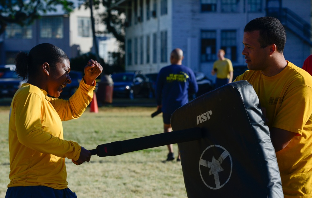 Sailors assigned to USS O'Kane practice security force compliance techniques