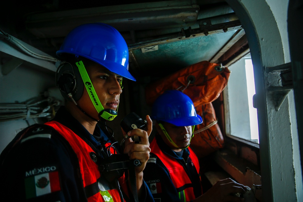 Floating tanks entering Mexican Ship