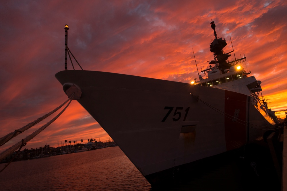 USCGC Waesche at sunset