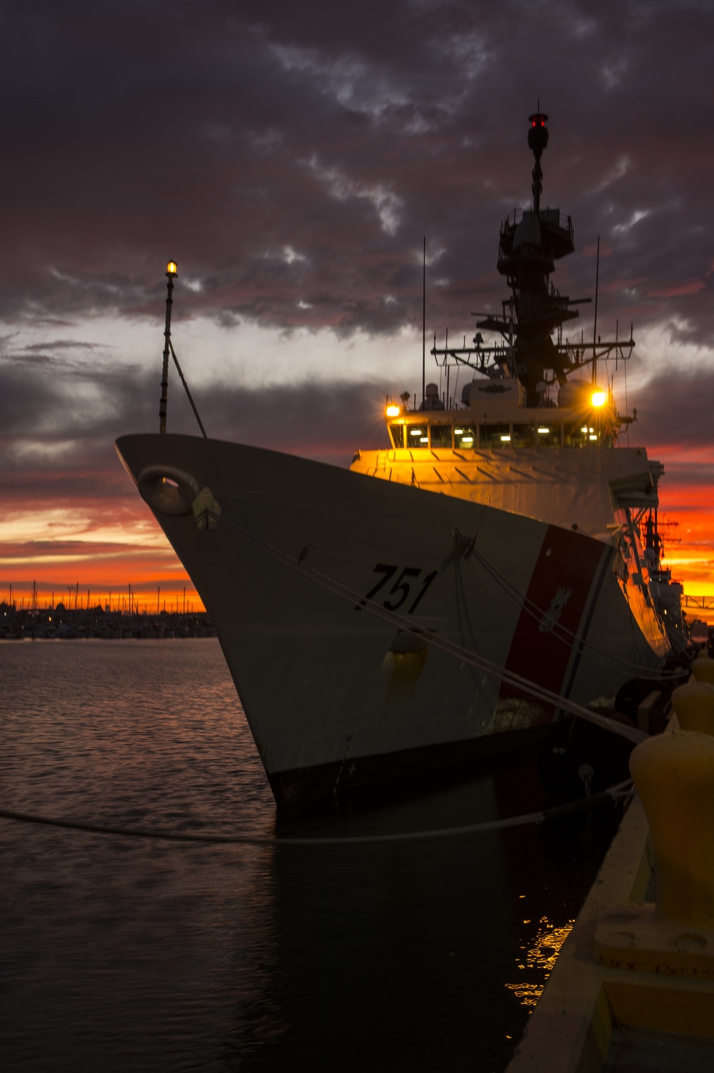 USCGC Waesche at sunset